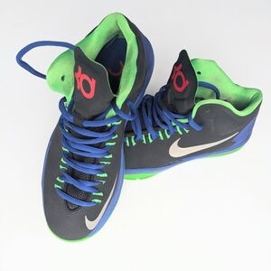 KD 5 GS 'Black Poison Green Hyper Blue Nike Sneakers